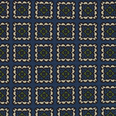 {[en]:Off-White & Young Leaf Green on Dark Blue Macclesfield Print Silk Pocket Square