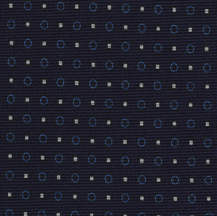 {[en]:Sky Blue & Off-White on Midnight Blue Macclesfield Print Silk Tie