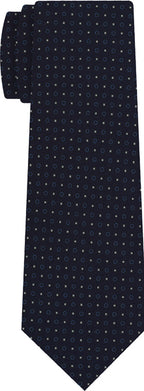 {[en]:Sky Blue & Off-White on Midnight Blue Macclesfield Print Silk Tie