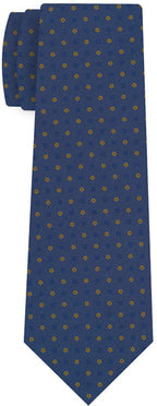 {[en]:Blue & Gold on Slate Blue Macclesfield Print Silk Tie