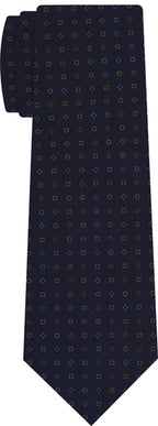 {[en]:Sky Blue & Off-White on Midnight Blue Macclesfield Print Silk Tie