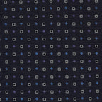 {[en]:Sky Blue, Off-White & Lavender on Midnight Blue Macclesfield Print Silk Tie