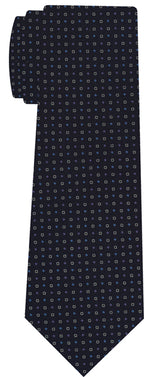{[en]:Sky Blue, Off-White & Lavender on Midnight Blue Macclesfield Print Silk Tie