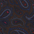 {[en]:Navy Blue, Fuchsia, Powder Blue, Sky Blue on Dark Chocolate Macclesfield Print Silk Tie