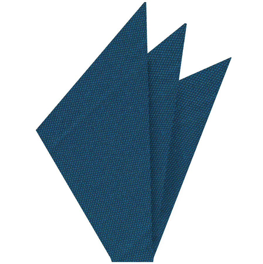 {[en]:Steel Blue Mulberrywood Weave Silk Pocket Square