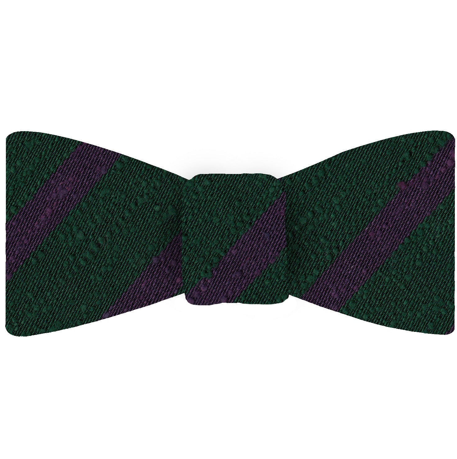 {[en]:Purple on Forest Green Shantung Striped Silk Bow Tie