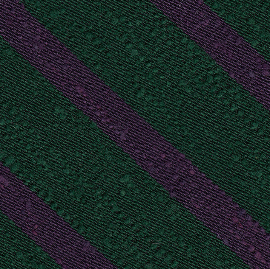 {[en]:Purple on Forest Green Shantung Striped Silk Bow Tie