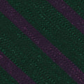 {[en]:Purple on Forest Green Shantung Striped Silk Pocket Square
