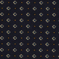 {[en]:Sky Blue, Off-White & Yellow Gold on Midnight Blue Macclesfield Print Silk Tie