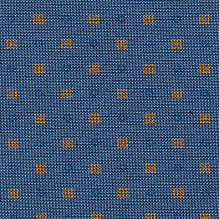 {[en]:Blue & Gold on Slate Blue Macclesfield Print Silk Pocket Square