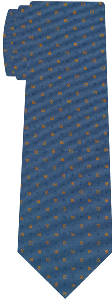 {[en]:Blue & Gold on Slate Blue Macclesfield Print Silk Tie