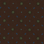 {[en]:Sky Blue, Blue & Yellow on Chocolate Macclesfield Print Silk Tie