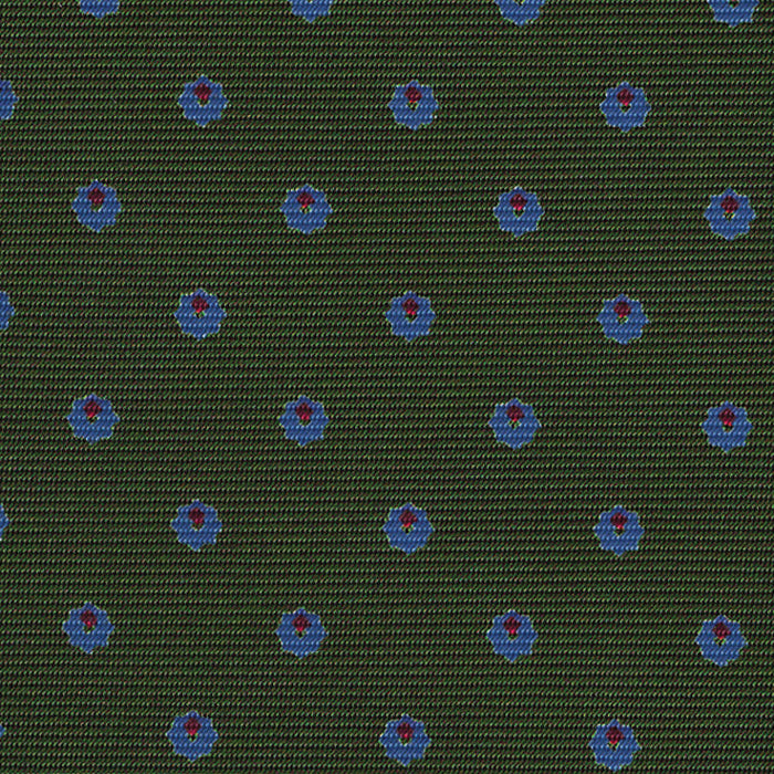 {[en]:Sky Blue & Red on Dark Green Macclesfield Print Silk Pocket Square