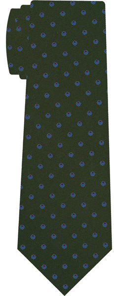 {[en]:Sky Blue & Red on Dark Green Macclesfield Print Silk Tie