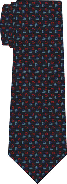 {[en]:Sky Blue, Blue & Red on Midnight Blue Macclesfield Print Silk Tie