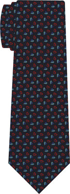 {[en]:Sky Blue, Blue & Red on Midnight Blue Macclesfield Print Silk Tie