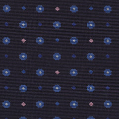 {[en]:Sky Blue, Blue, White & Soft Pink on Midnight Blue Macclesfield Print Silk Pocket Square