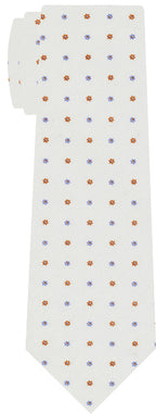 {[en]:Sky Blue & Burnt Orange on White Macclesfield Print Silk Tie