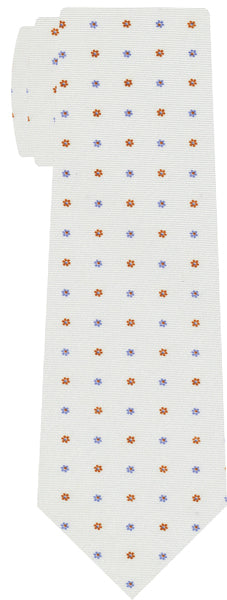 {[en]:Sky Blue & Burnt Orange on White Macclesfield Print Silk Tie