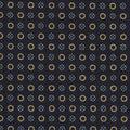 {[en]:Sky Blue, Off-White & Soft Gold on Midnight Blue Macclesfield Print Silk Pocket Square