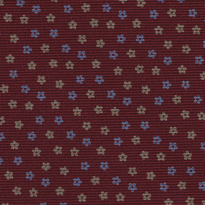 {[en]:Sky Blue & Cream on Burgundy Macclesfield Print Silk Pocket Square
