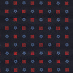 {[en]:Sky Blue & Red on Midnight Blue Macclesfield Print Silk Tie