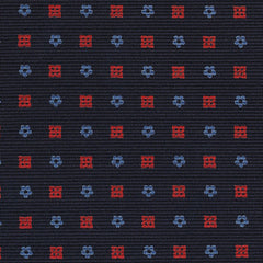 {[en]:Sky Blue & Red on Midnight Blue Macclesfield Print Silk Tie
