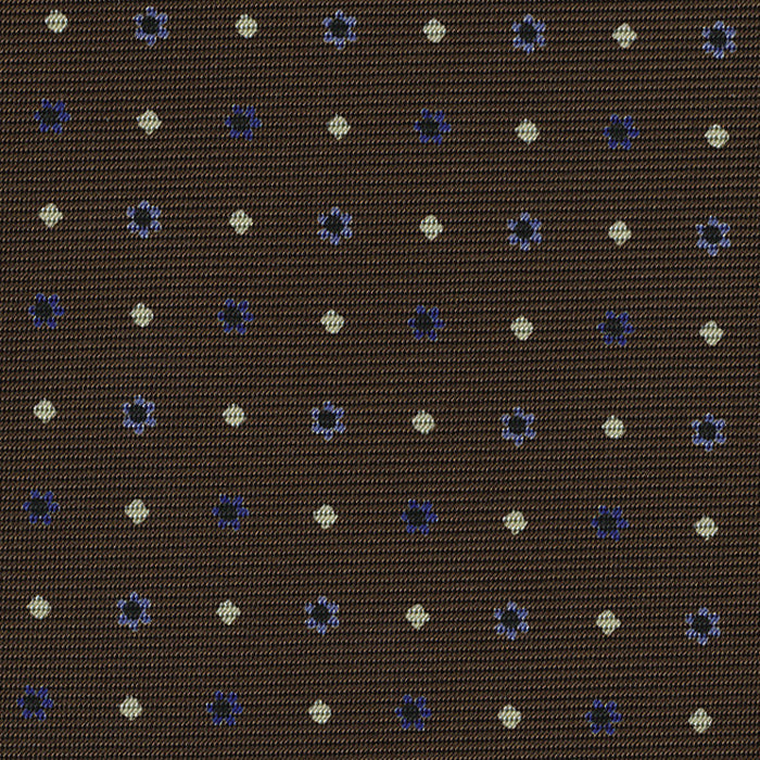 {[en]:Sky Blue, Blue & Off-White on Chocolate Macclesfield Print Silk Pocket Square