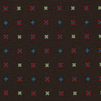 {[en]:Sky Blue, Red & Off-White on Chocolate Macclesfield Print Silk Tie