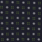 {[en]:White & Green on Midnight Blue Macclesfield Print Pattern Silk Tie