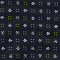 White & Green on Midnight Blue Macclesfield Print Pattern Silk