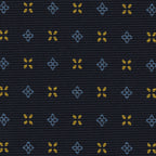 {[en]:Sky Blue & Yellow Gold on Midnight Blue Macclesfield Print Pattern Silk Tie