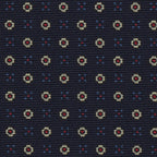 {[en]:Sky Blue, Red & Off-White on Midnight Blue Macclesfield Print Pattern Silk Tie