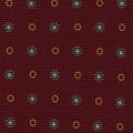 Gold, White & Slate Blue on Dark Red Macclesfield Print Pattern Silk