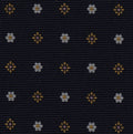 Yellow Gold & White on Midnight Blue Macclesfield Print Pattern Silk
