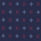 {[en]:Powder Blue & Fuchsia on Navy Blue Macclesfield Print Pattern Silk Tie