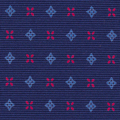 Powder Blue & Fuchsia on Navy Blue Macclesfield Print Pattern Silk