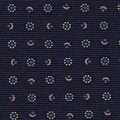 Sky Blue, Off-White & Light Pink on Midnight Blue Macclesfield Print Pattern Silk