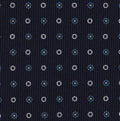 White & Sky Blue on Midnight Blue Macclesfield Print Pattern Silk
