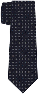 {[en]:Off-White & Sky Blue on Midnight Blue Macclesfield Print Pattern Silk Tie