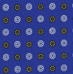 {[en]:White, Black & Yellow on Royal Blue Macclesfield Print Pattern Silk Tie
