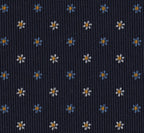 {[en]:White, Sky Blue & Yellow Gold on Midnight Blue Macclesfield Print Pattern Silk Tie
