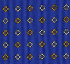 {[en]:Off-White & Yellow Gold on Royal Blue Macclesfield Print Pattern Silk Tie