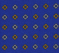Off-White & Yellow Gold on Royal Blue Macclesfield Print Pattern Silk