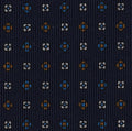 Chocolate, Sky Blue & White on Midnight Blue Macclesfield Print Pattern Silk