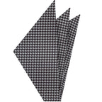{[en]:Black & White Hounds Tooth Silk Pocket Square