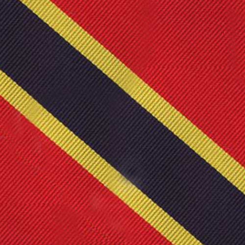 {[en]:Navy Blue & Yellow Gold on Red Trad Special Stripe Silk Pocket Square