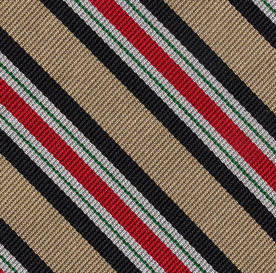 이라크 캠페인 메달 실크 포켓 스퀘어 #AMP-5 (블랙, 골드, 오프화이트, 그린 & 레드)