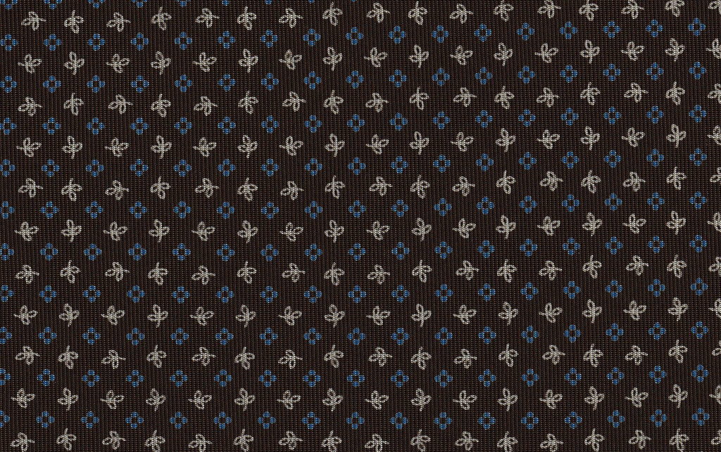 {[en]:Sky Blue & Off-White on Chocolate Macclesfield Print Pattern Silk Tie