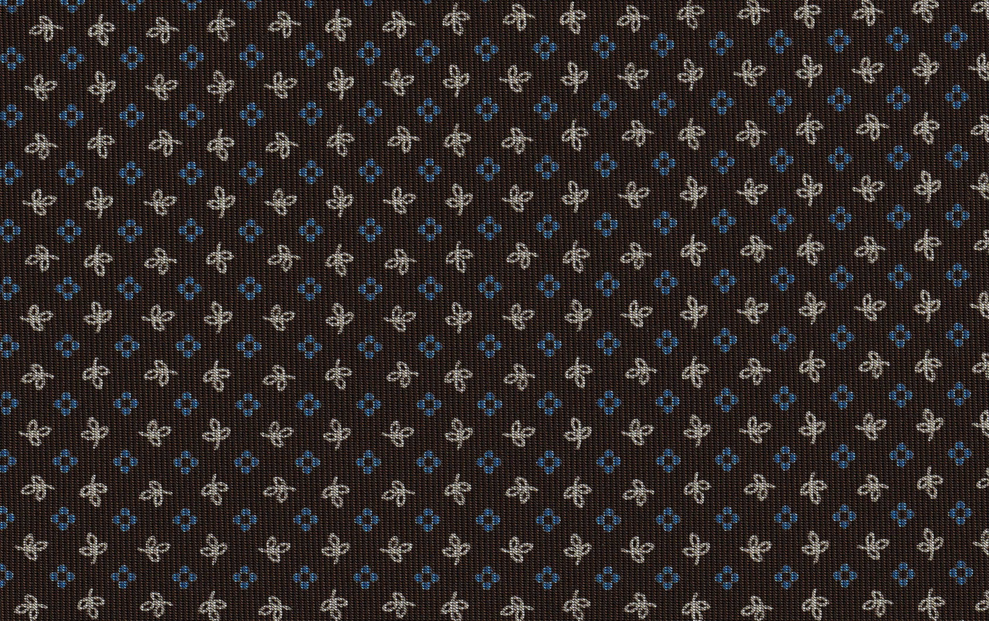 {[en]:Sky Blue & Off-White on Chocolate Macclesfield Print Pattern Silk Tie